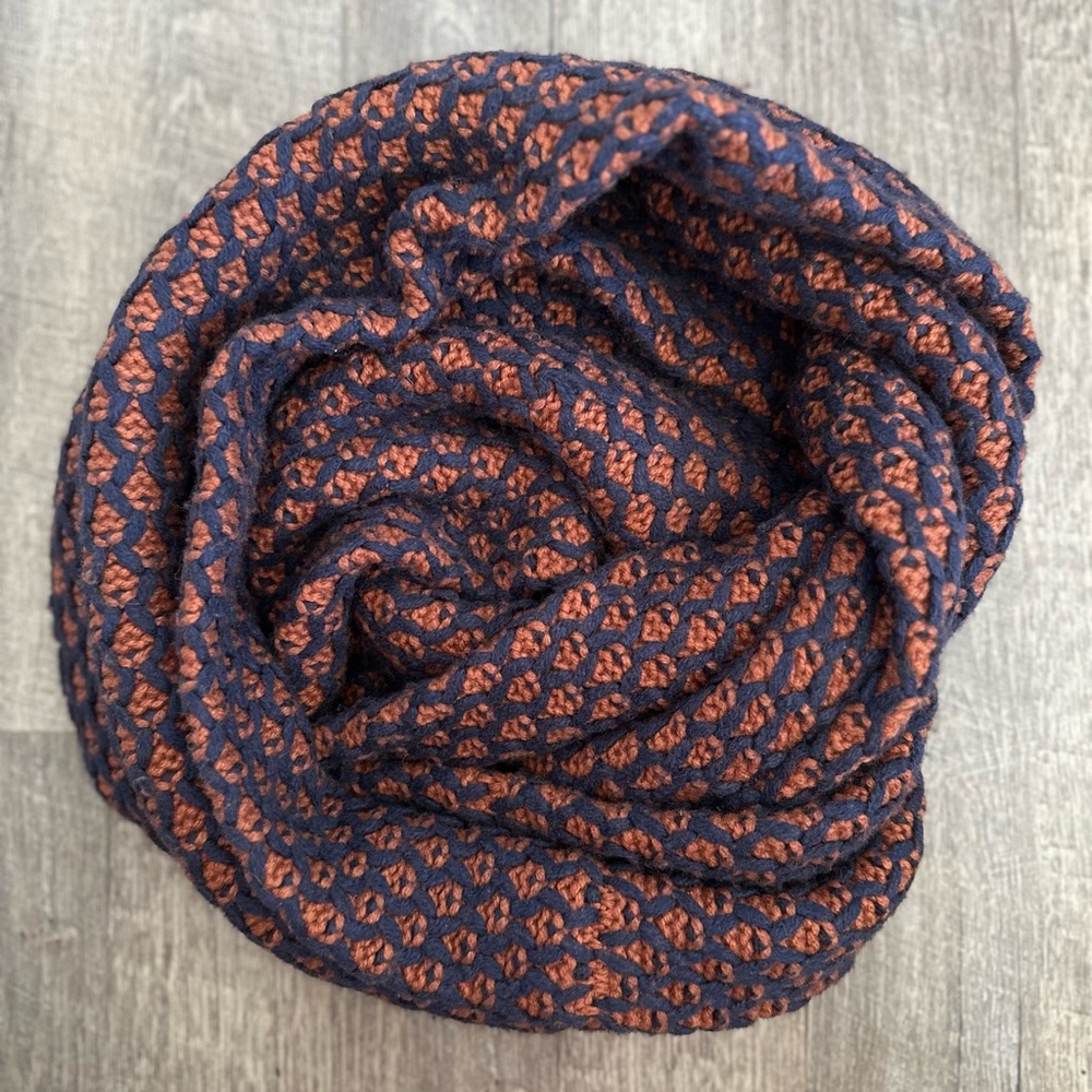 NEW j.Crew Navy and Rust Knit , lamb wool Scarf